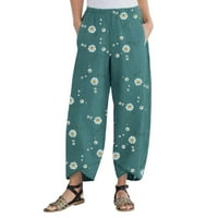 Capri tweatpants za žene harem hlače sa džepovima Hlače duge casual visoke pamučne hlače ravne labave