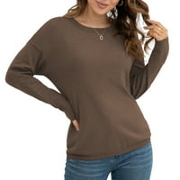 AskLazy Ženske pulover Duge sulete s dugim rukavima Pleteni džemper za vrat na vratu