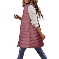 Pbnbp Ženski džepni prsluk dugačak jakna zimska bez rukava dolje parkas ženske midredne duljine termički