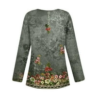 Feterrnal jesen i zimski ženski modni casual dugih rukava cvijet cvijet čipke V-izrez pulover top bluza