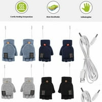 ✪ Zimske pletene rukavice za žene za žene Muškarci USB Grijani sigurni pola prsta Topli plemen Mittens