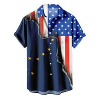 Puawkoer muške američke zastave Patriotske majice za muškarce 4. jula gumb s kratkim rukavima s kratkim