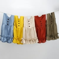 Djevojke Ljeto Čvrsta pamučna haljina Dječji rub ruffle hem haljina za rublje za više od 100 godina