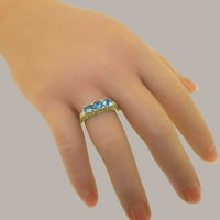 Britanci izrađeni 18k žuto zlato prirodni plavi topaz ženski zaručni prsten - Opcije veličine - Veličina
