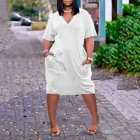 Ženske haljine za žene Udobne plus veličine V izrez Haljine kratki rukav koljena štampana linijska ljuljačka