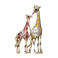 Modni božićni grudi Giraffe Pearl Brooches Rhinestone revel životinjski žiraff Brooch božićni poklon