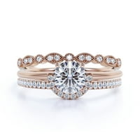Bajk minimalisti 2. Carat okrugli rez dijamantski vjenčani prsten za angažman, dva podudarna traka u