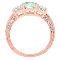 3,61ct smaragdni rez - tri-kamena - simulirani zeleni dijamant - 18K ružičasto zlato - zaručnički prsten