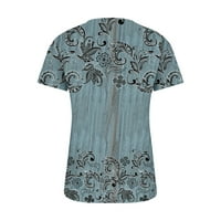 Usmixi majice za žene kratki rukav V-izrez Boja patchwork ljetni osnovni vrhovi modne kopče dame lagana