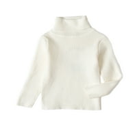 Beiwei Girls Pletene džemper visoki vrat džemper Termički pulover na otvorenom dugi rukav ugodan bijeli