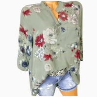 Auroural Womens Tops Clearence Ženski modni elegantni cvjetni cvjetni print pulover Dugme Ležerne prilike