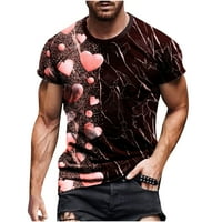 Košulje za muškarce Cleariance Casual Okrugli vrat Valentinovo 3D digitalni print Pulover fitness sportske šorc rukave majice bluza