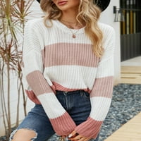 Ženski puloveri za usjeve prugasti dugi rukav O vrat Ležerni džemperi