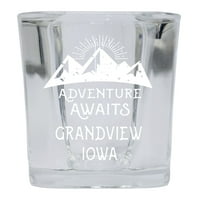 Grandview Iowa Suvenir Laserski gravirani kvadratni bazni alkoholni piler Shot Glass Adventure čeka