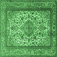 Ahgly Company Zatvoreni kvadratni medaljon Smaragd zelene tradicionalne prostirke, 5 'kvadrat