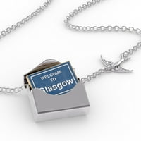 Ogrlica s bloketom Znak Dobrodošli u Glasgow u srebrnom kovertu Neonblond