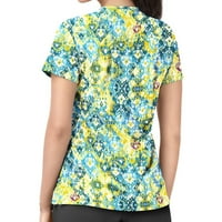 Grafički otisci V-izrez Bluze za radna odjeća Ljetni kratki rukav za žene Žuta 3xl