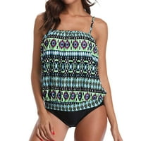 Jiyugala grudnjak za žene Slim Cross Bra Vintage Printhid Beach Beach odjeća Swim Tankini Bandeau zavoj bikini set push-up kupaći kostimi kupaći kupaći kupaći kostim
