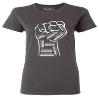 Trgovina4 god žene nadahnjuju crne lidere fist grafička majica veliki ugljen