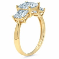 2.62ct princeza rez plavi prirodni akvamarinski 14k žuti zlatni godišnjica angažmana kamena prstena
