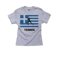 Grčka Olimpijsko - tenis - zastava - Silouta djevojka siva majica