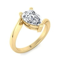 Haiti - Moissite Pear Shabe Lab Diamond Solitaire Angažman prsten