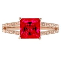 2. CT briljantna princeza Clear Simulirani dijamant 18k Rose Gold Solitaire sa Accentima prsten sz 7.75