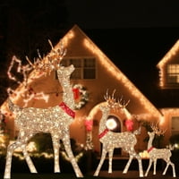 Svijetli Božićni deer Sleigh Dekoracija na otvorenom Zimski ukras za prednjeg dvorišta Žuta