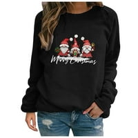 Božićni džemperi za žene Ženski modni labavi božićni print okrugli džemper s dugim rukavima Tunic TOP