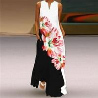 ManXivoo haljina za plažu Žene Ljeto casual bez rukava V izrez Maxi Labava haljina Boho Beach Dugim