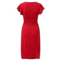 Ženska haljina 50s haljina crvena duboka V-izrez leptir rukava haljina noćni klub, haljina za zabavu