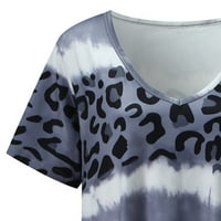 Rovga Srednje žene Leopard Dužina Dužina Print V izrez Haljina Ženska haljina za žene
