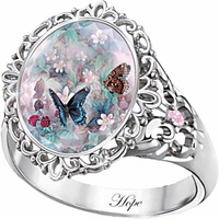 Ženski nakit oprema Elegantni ukras ovalni rez Emajl cvijet leptir prsten za prsten romantični poklon
