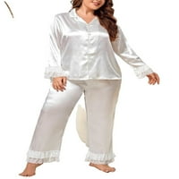 Obični rever setovi za hlače sa dugim rukavima bijeli plus veličine pidžama