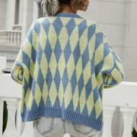 Vbnergoie Dame All-Match jednokratni okrugli vrat Knit Cardigan džemper jakna dugi džemper Ženski kratki