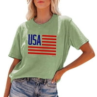 B91XZ Žene Ljetne košulje Ženska nezavisnost Dan Ispis majica kratkih rukava USA zastava na vrhu 4.