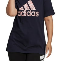 Adidas ženska cvjetna logo Grafička majica Plava Veličina 3x