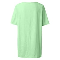 Čvrsti bluze za lakice, slobodno vrijeme ljetni V-izrez za žene zelene xl