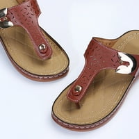 Zunfeo Womens Flip Flops- Sandale Solid Ljeto Flip Flops Debele pete Papuče šuplje Ležerne cipele Brown