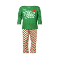 Ehfomius Božićna porodica koja odgovara pidžami Set pismo Ispis majica s dugim rukavima + rešetke za