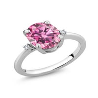 Gem Stone King Sterling Silver Ring Oval Pink Moissinite je stvorio safir