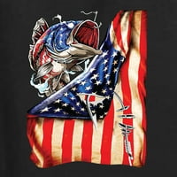 Divlji bobby bass američki zastava Patriotski orlov muškarci grafički tee, crni, srednji