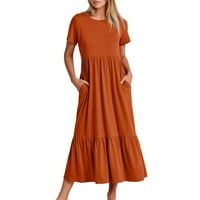 PEDORT LASELNE DRVE ZA ŽENE ELEMENTI Žene plus veličine Ljeto kratki rukav Ležerne haljine narančaste