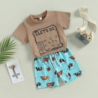 Majica abecede kravlje kratke kratke hlače u stilu ležerne kratke hlače Trendi dva set ljetnih odjeća
