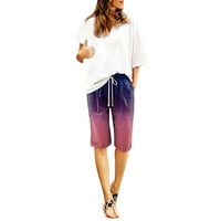Wozhidaose Capri hlače za žene visokih struka otisci plus veličine kratkih kratkih kratkih plaža pamučne