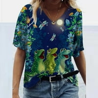 Summer V izrez majica za žene kratkih rukava Šarene tiskane mashirts bluze casual trendi vrhovi labavi
