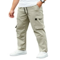 Niveer muškarci pantalone za crtanje teretnih džepnih dna ugrađena elastična struka svjetla Khaki XL