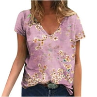 Smihono dame Ljetne modne majice bluza za žene vrhovi rukav veliki size V izrez patchwork cvjetni ispis
