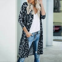 Ženska kardigan modni casual leopard tiska Top košulja patchwork dugih rukava bluza vrhunska elegantna