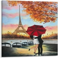 Poljubav par slikarski par Zidno umjetnost Pariz Love Slatka par poklon romantični par poljubac slikanje